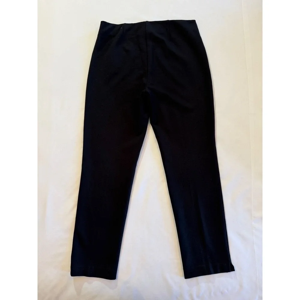 Black Ankle Pants Chico's Size 1 Medium Pull On Ponte Knit Slim Leg‎ Trousers
